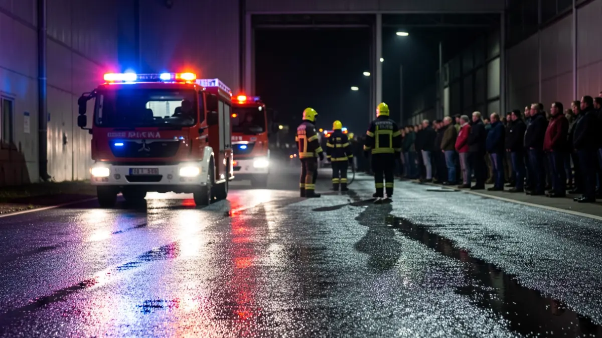 Imagen genérica de servicios de emergencia trabajando en un incendio nocturno.