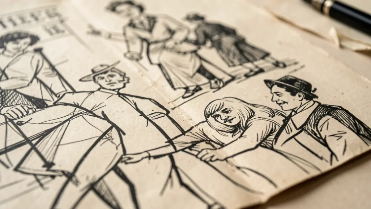 Imaxe dun debuxo a tinta dun Laxeiro primitivo.