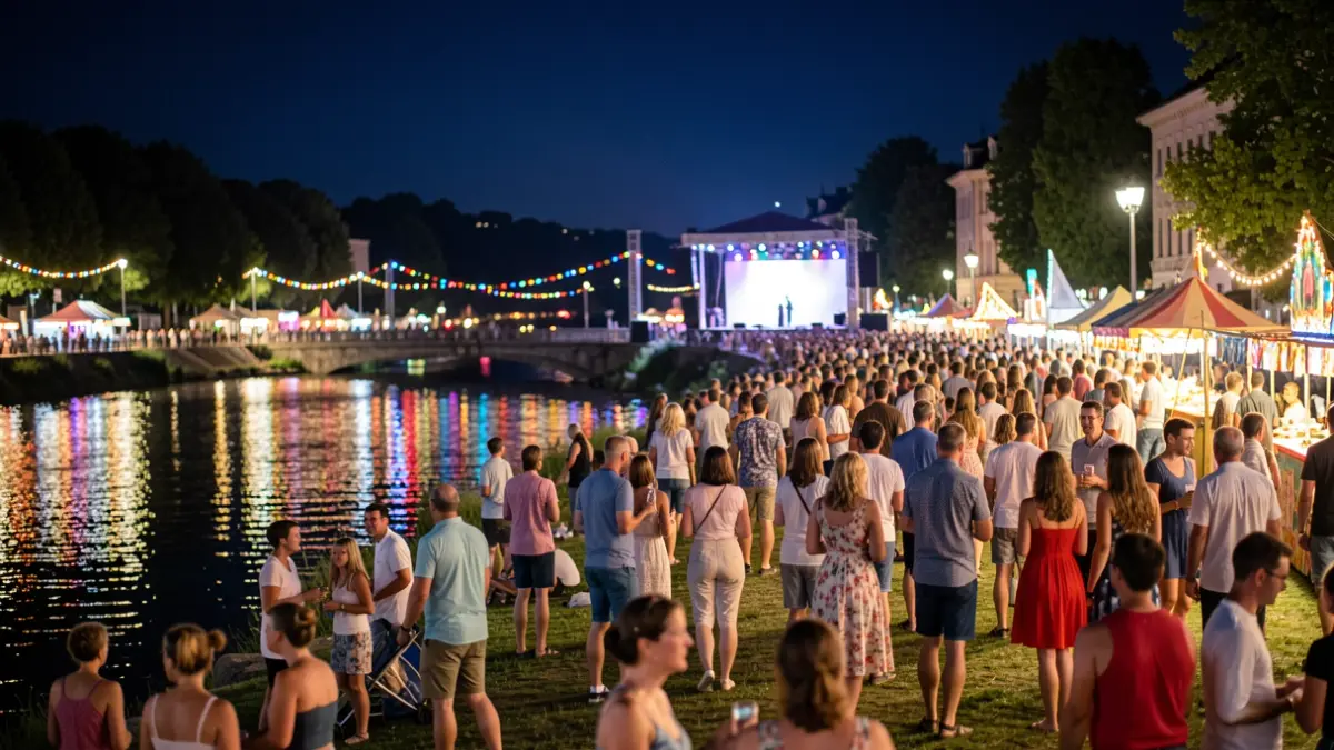 Imagen genérica de un festival de verano con luces de colores y público.