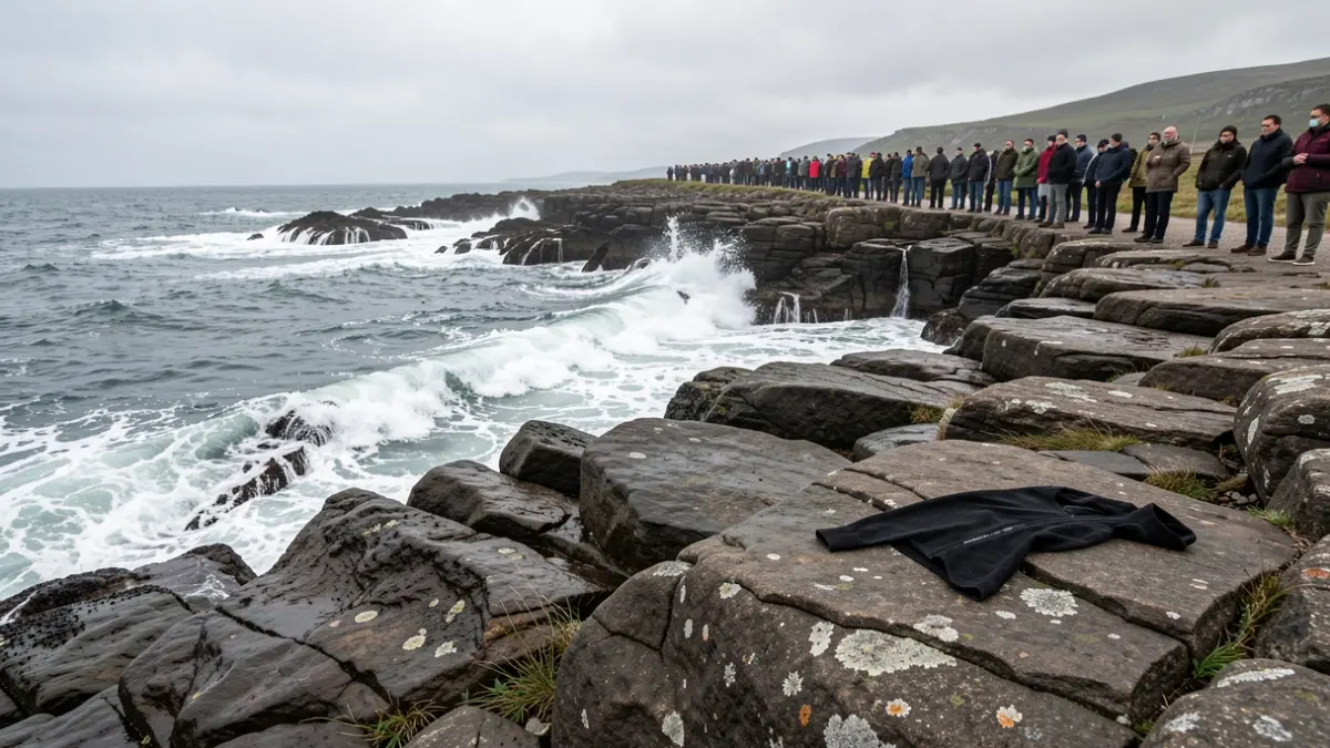 Imagen genérica de una costa rocosa en Galicia con ropa encontrada.