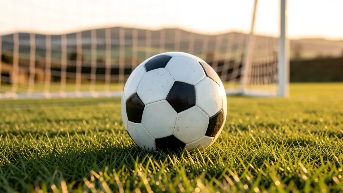 Imaxe xenérica dun balón de fútbol nun campo.