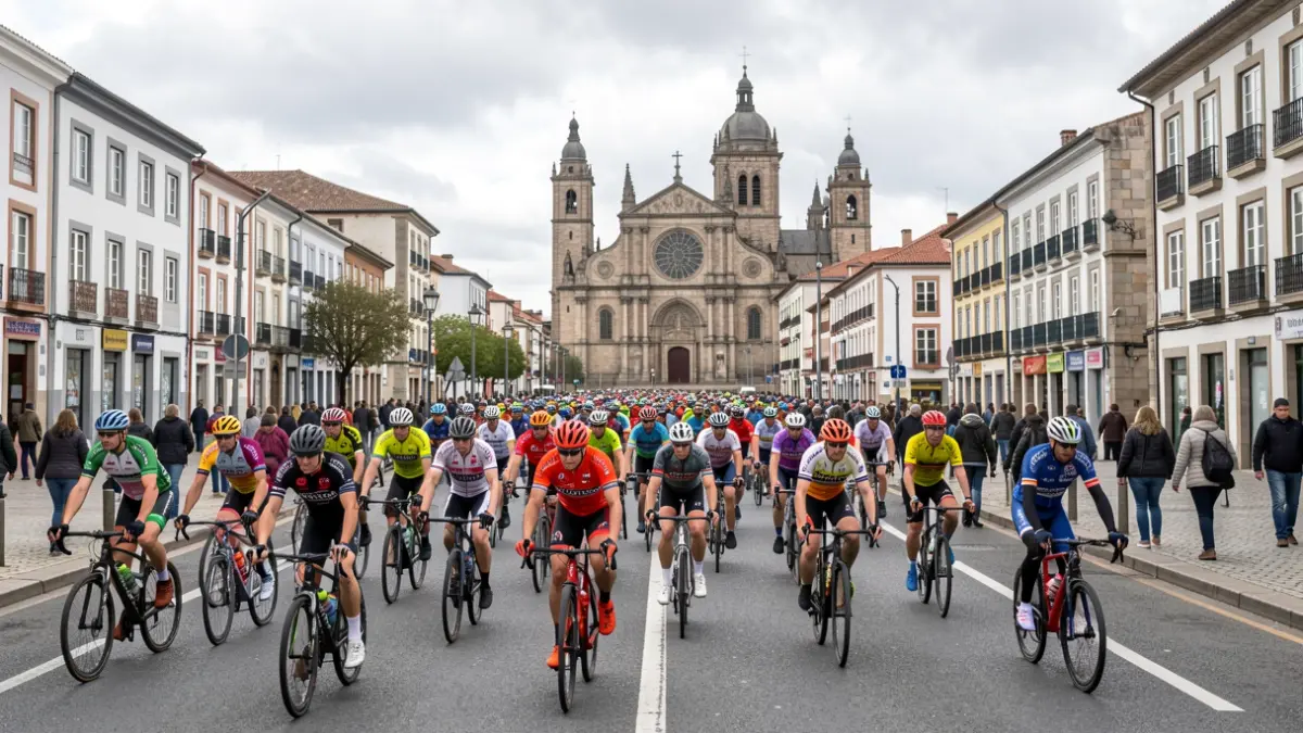 Imaxe xenérica de ciclistas en Santiago.