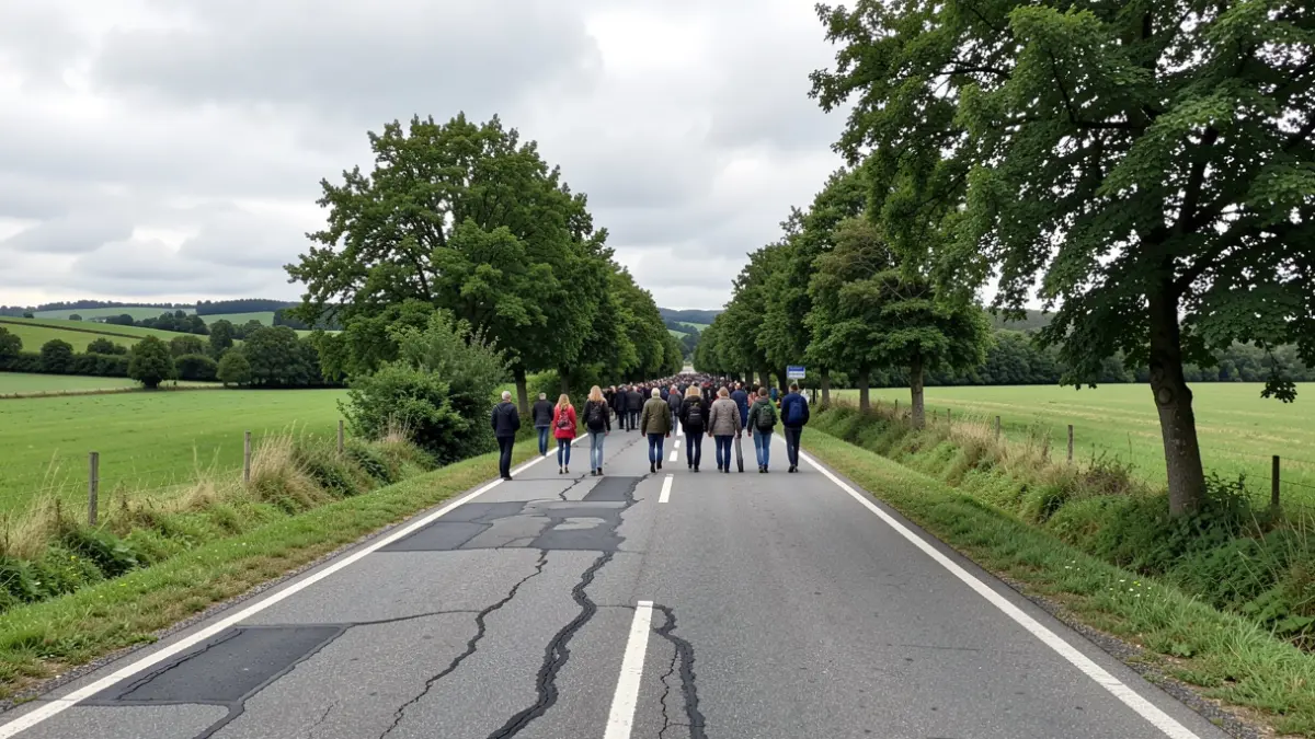 Imagen genérica de una carretera rural gallega en proceso de mejora.