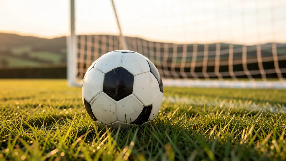 Imaxe xenérica dun balón de fútbol nun campo.