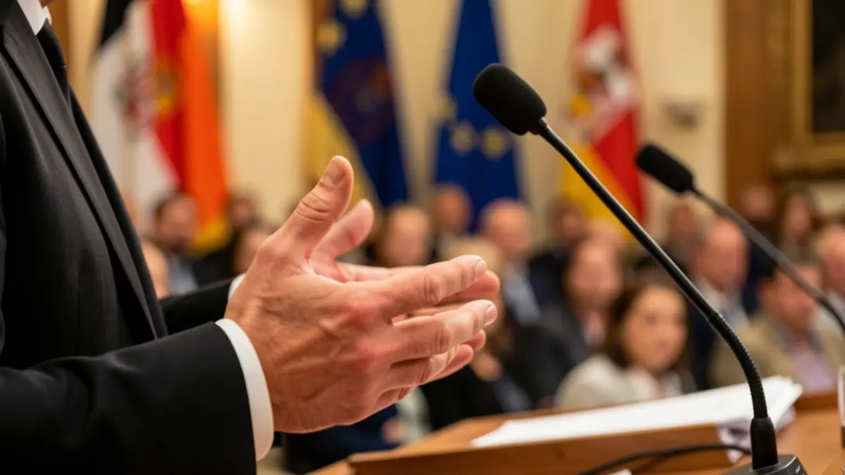 Primer plano de un rector/a de la Universidad de Vigo durante una intervención pública.