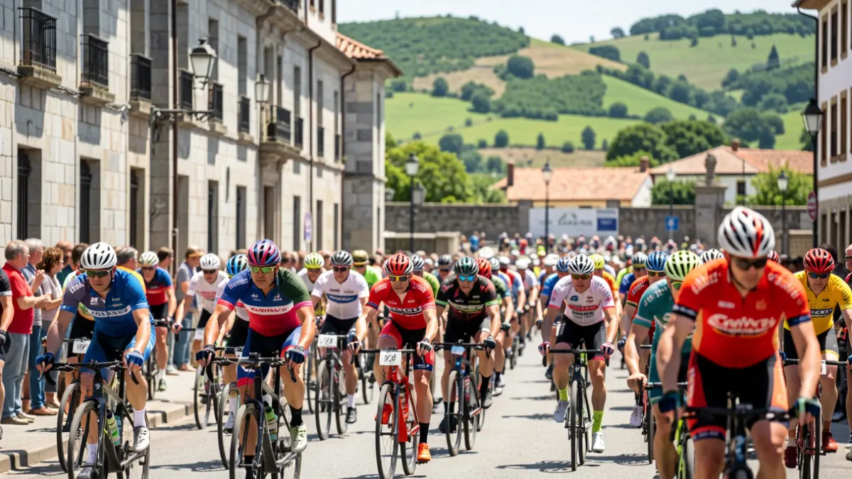 Imagen de una gran marcha ciclista en Vigo, con miles de participantes y el alcalde Abel Caballero dando la salida.