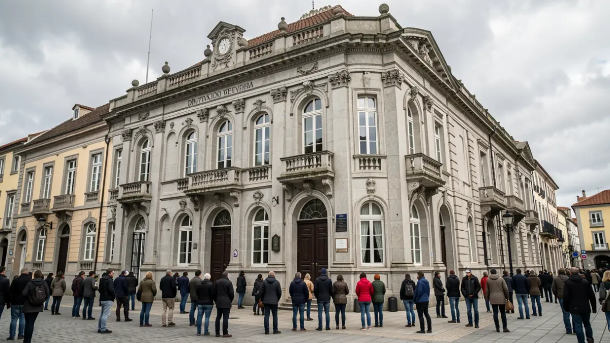 Imaxe xenérica da fachada de granito da Deputación de Pontevedra.