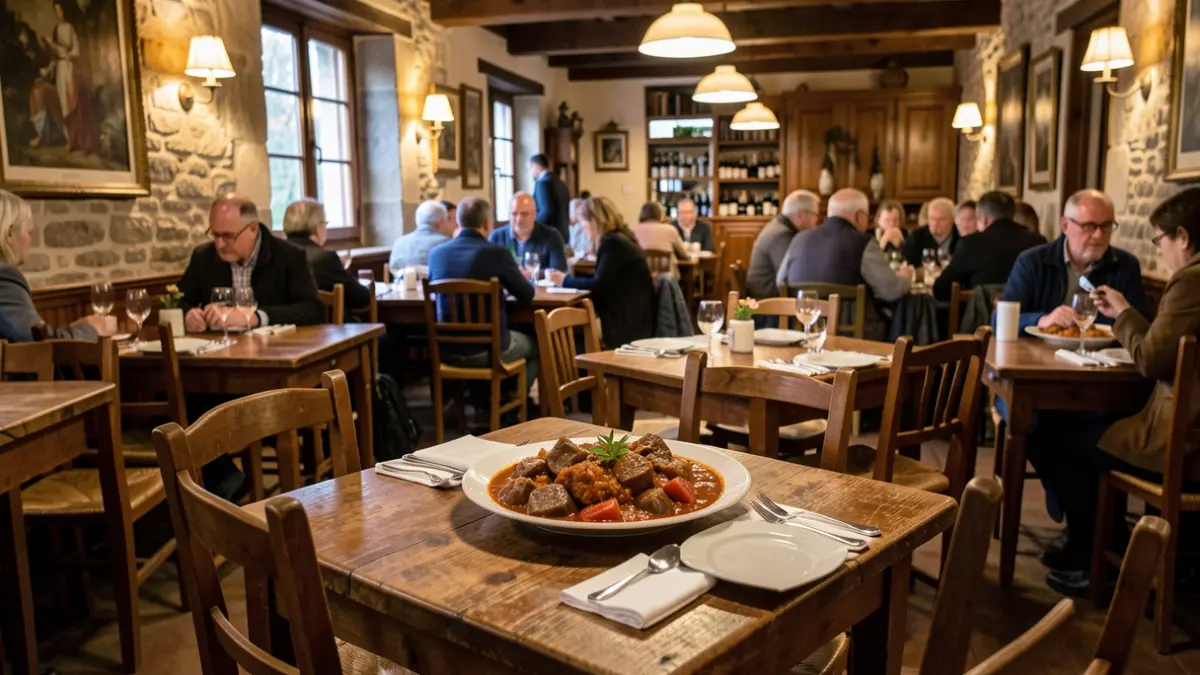 Imagen genérica de un restaurante tradicional gallego con ambientación rústica.