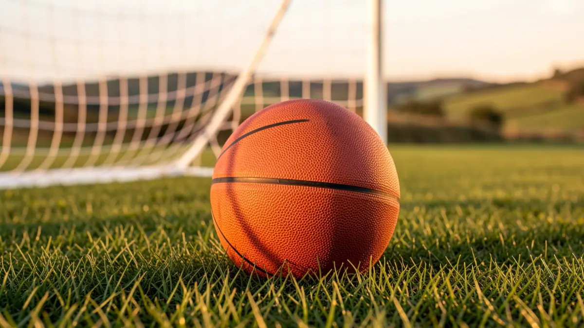 Imaxe xenérica dun balón de baloncesto sobre herba