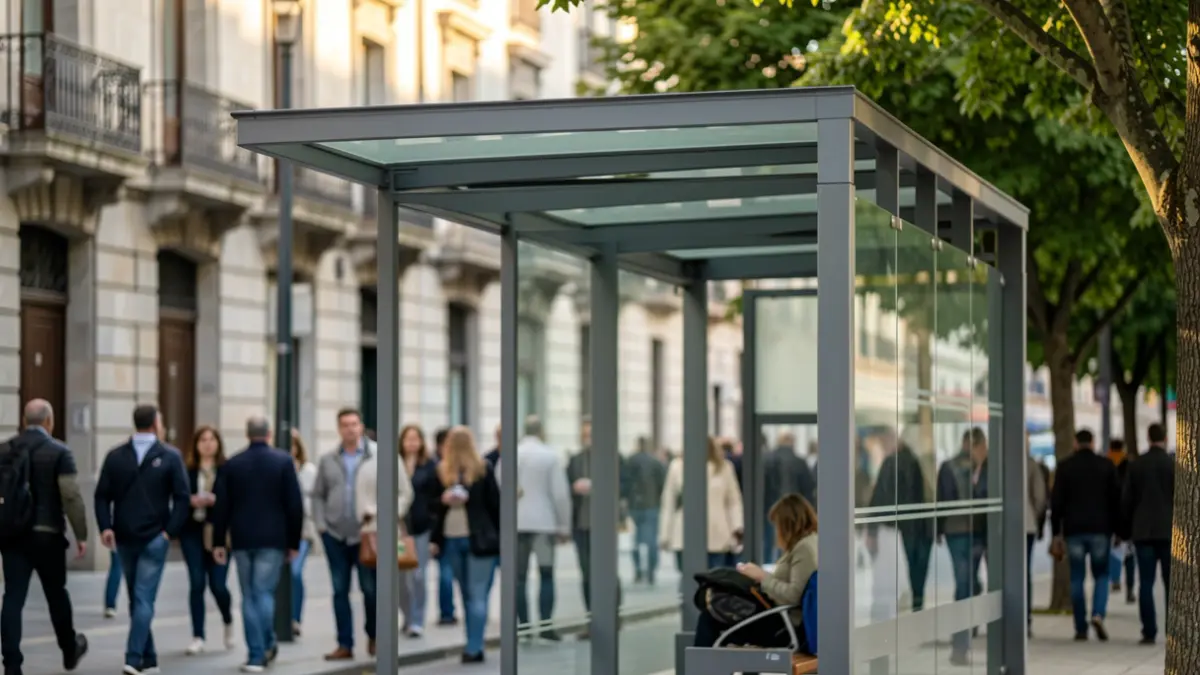 Imaxe xenérica dunha parada de transporte público en Pontevedra.