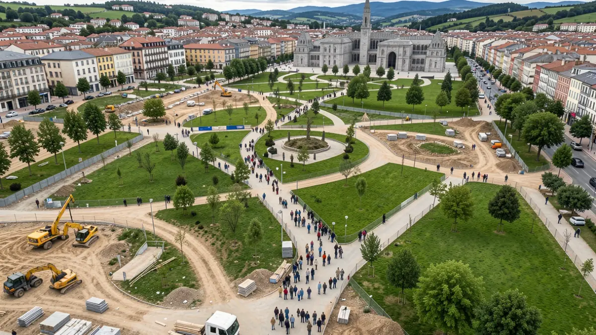 Imagen genérica de obras en un parque urbano en Galicia.