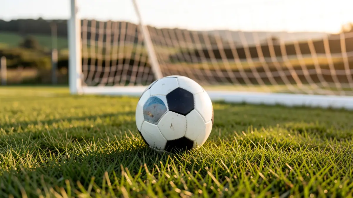 Imaxe xenérica dun balón de fútbol nun campo.