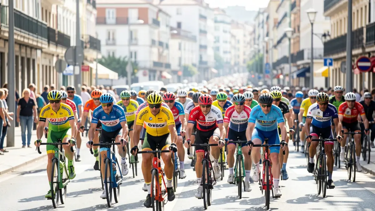 Imagen de una gran multitud de ciclistas recorriendo las calles de Vigo en un evento deportivo.