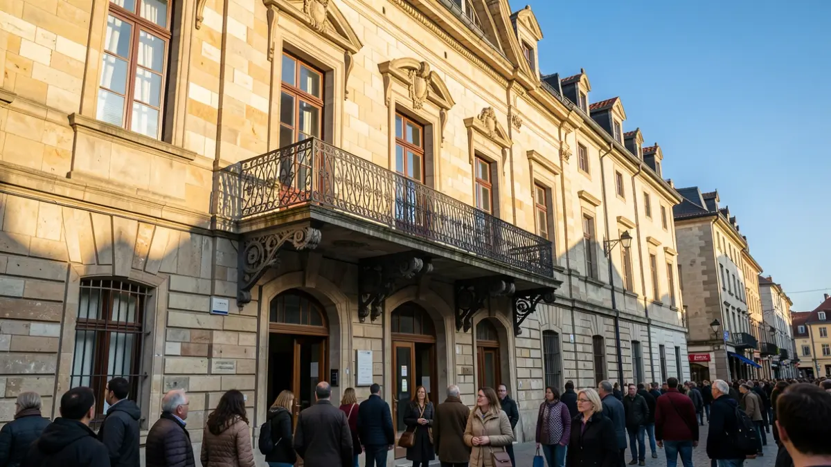 Fachada da casa consistorial de Ferrol nunha tarde soleada.