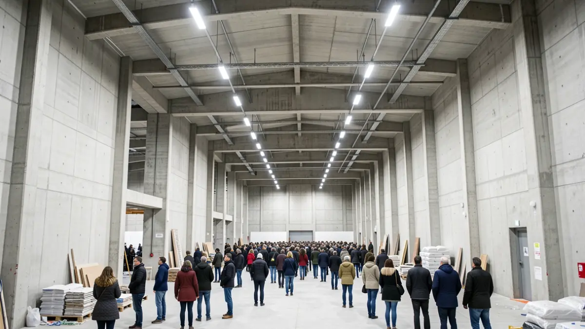 Imaxe xenérica dun espazo de exposición en construción no Mar de Vigo.