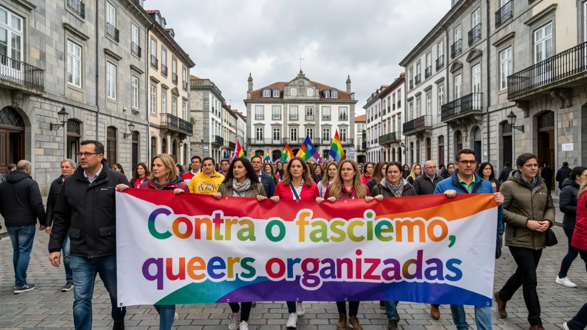 Imaxe xenérica de manifestación polo Orgullo LGTBIQ+ en Galicia.