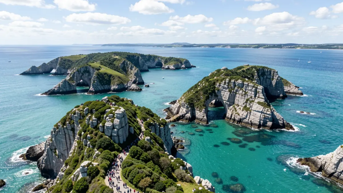Imagen genérica del archipiélago de las Islas Cíes, con aguas azules y vegetación verde.