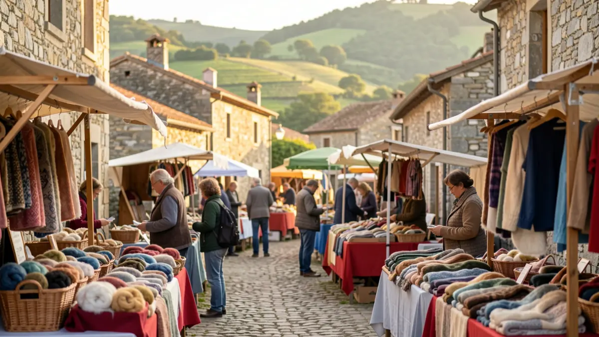 Imaxe dunha feira de artesanía de lá en Couso Galán, A Limia.