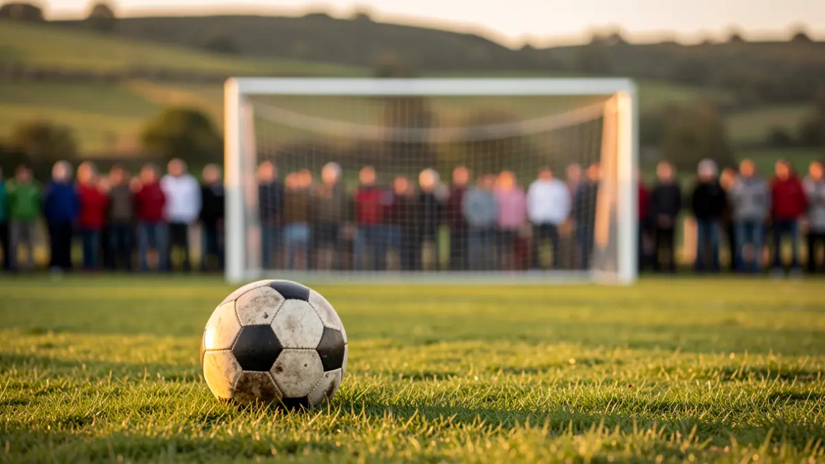 Imagen genérica de un balón de fútbol sobre césped con una portería desenfocada al fondo.