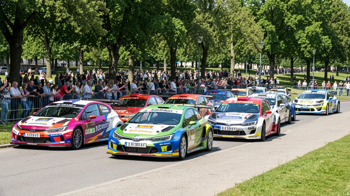 Imagen genérica de una parrilla de salida de un rally en un parque urbano.