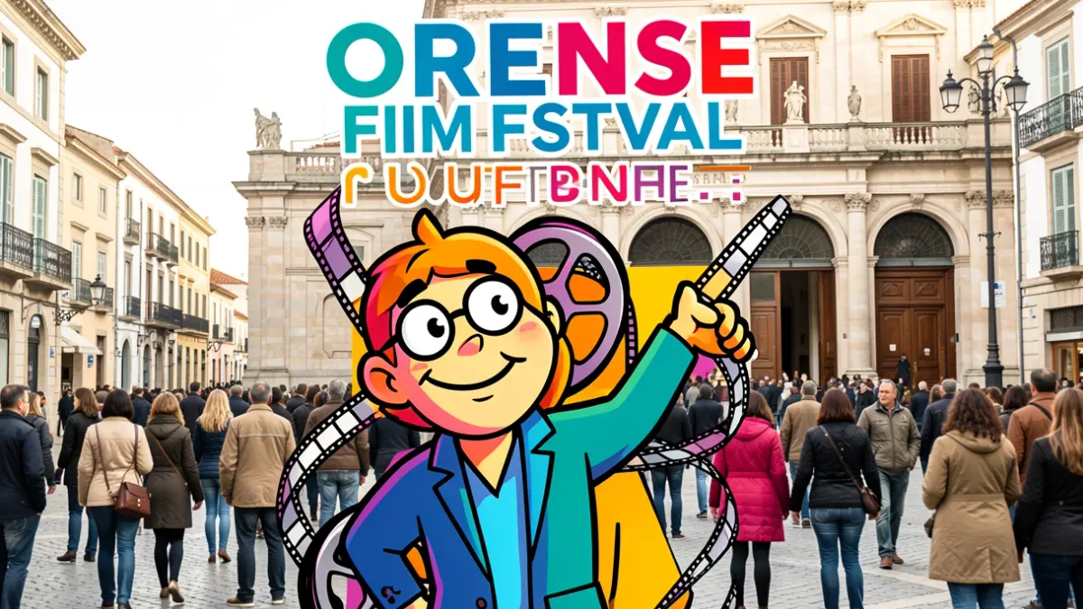 Cartel del Festival de Cine de Ourense (OUFF) con el ciclo 'Anímate ao Cine'.