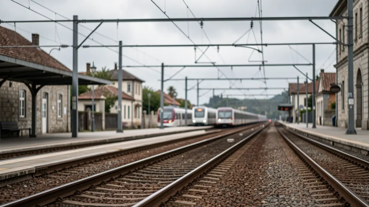 Imagen genérica de vías de tren e infraestructuras ferroviarias bajo un cielo nublado.