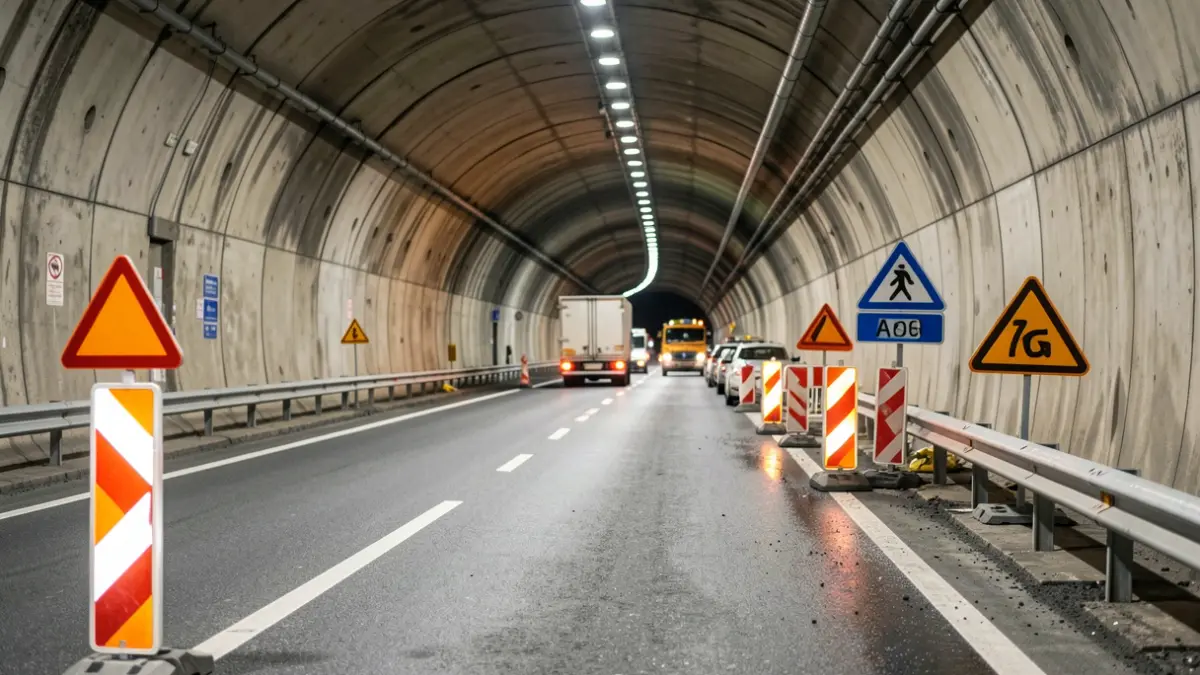 Imagen genérica de obras en un túnel de la autovía A-6 en Galicia.