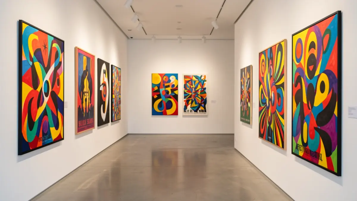 Imaxe xenérica dunha exposición de arte contemporánea con obras inspiradas en música.