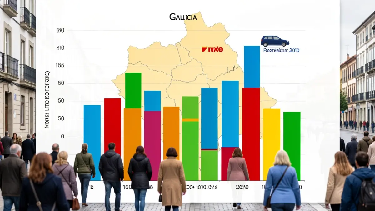 Gráfico estatístico que amosa máis vehículos ca poboación na provincia de Ourense.