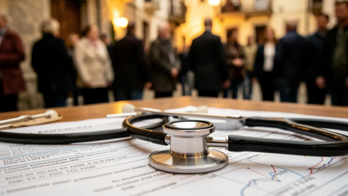 Imaxe xenérica dun estetoscopio sobre un informe médico.
