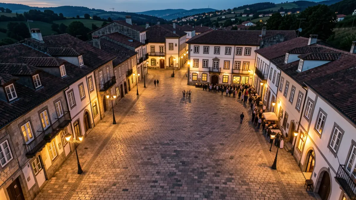 Imagen genérica de una plaza de Ourense por la noche.
