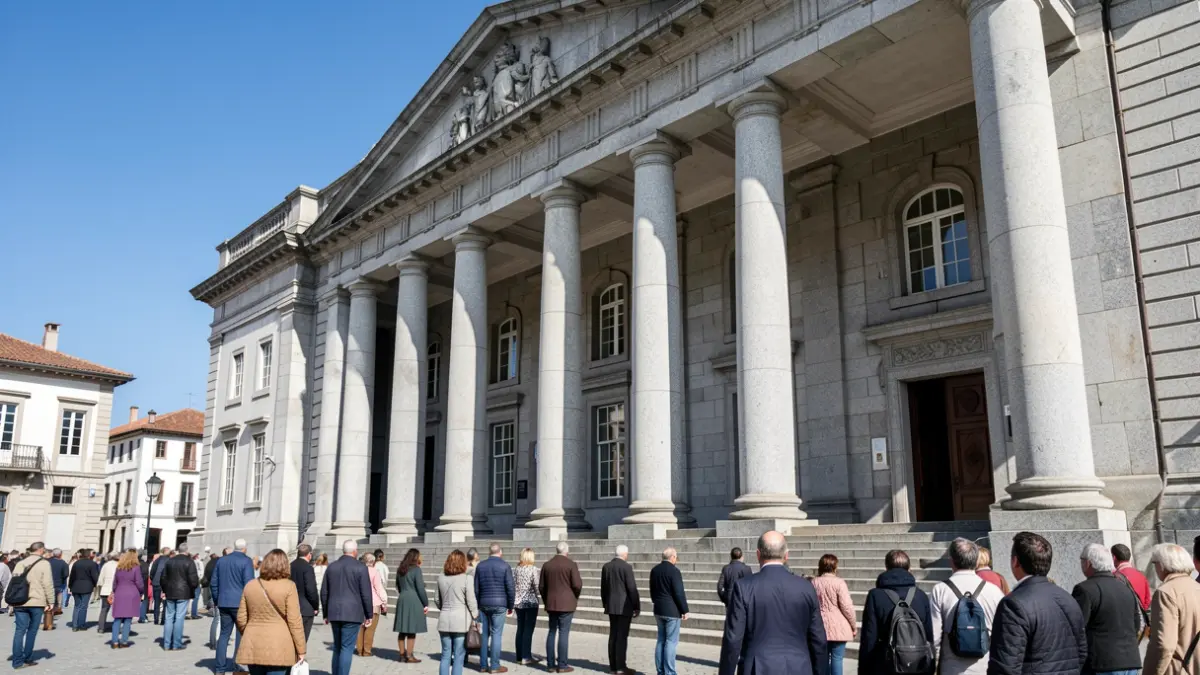 Imagen genérica de un edificio judicial de granito en Galicia.