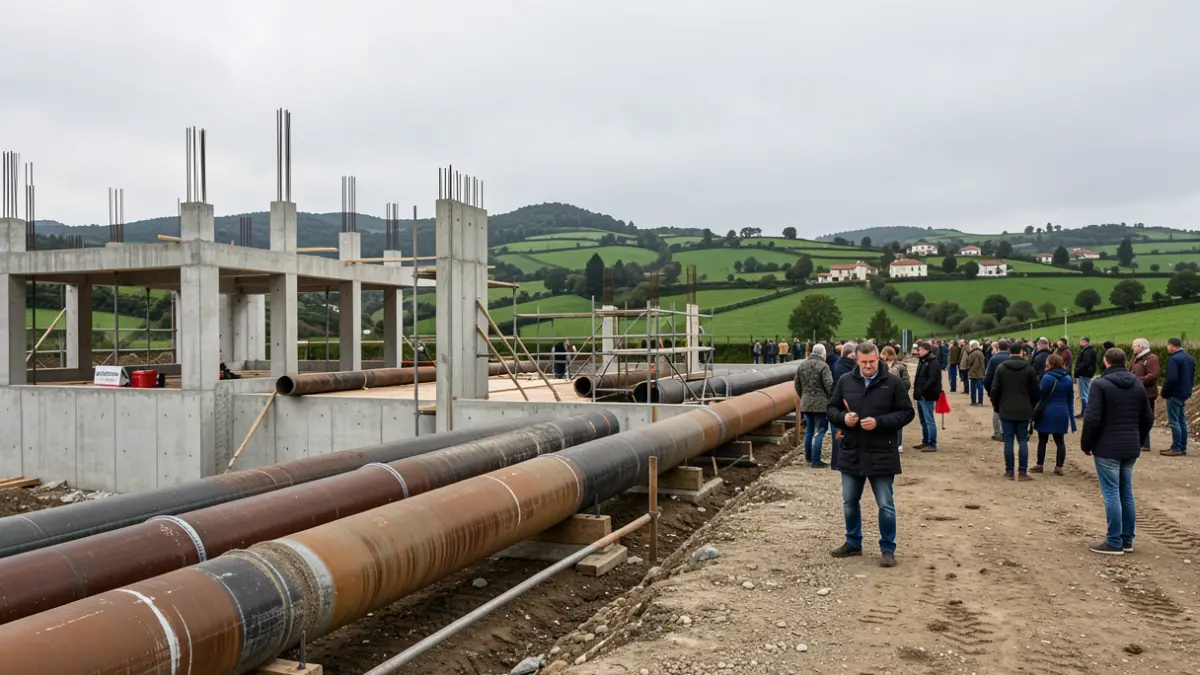 Imagen genérica de obras de construcción de un tanque de tormentas y bombeo en Galicia.