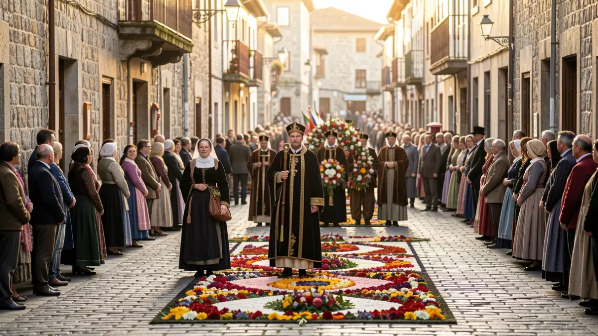 Procesión do Corpus Christi polas rúas de Pontevedra.