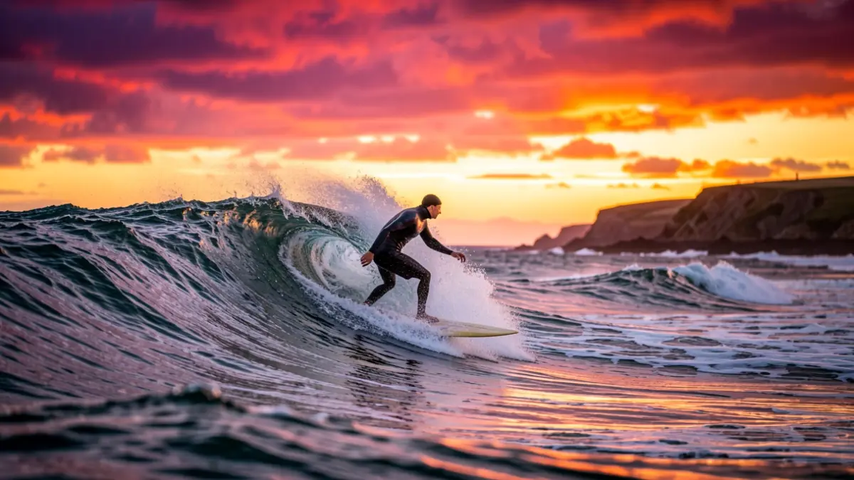 Imaxe xenérica de surf na costa galega.
