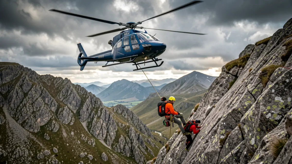 Imagen genérica de helicóptero de rescate sobre montaña.