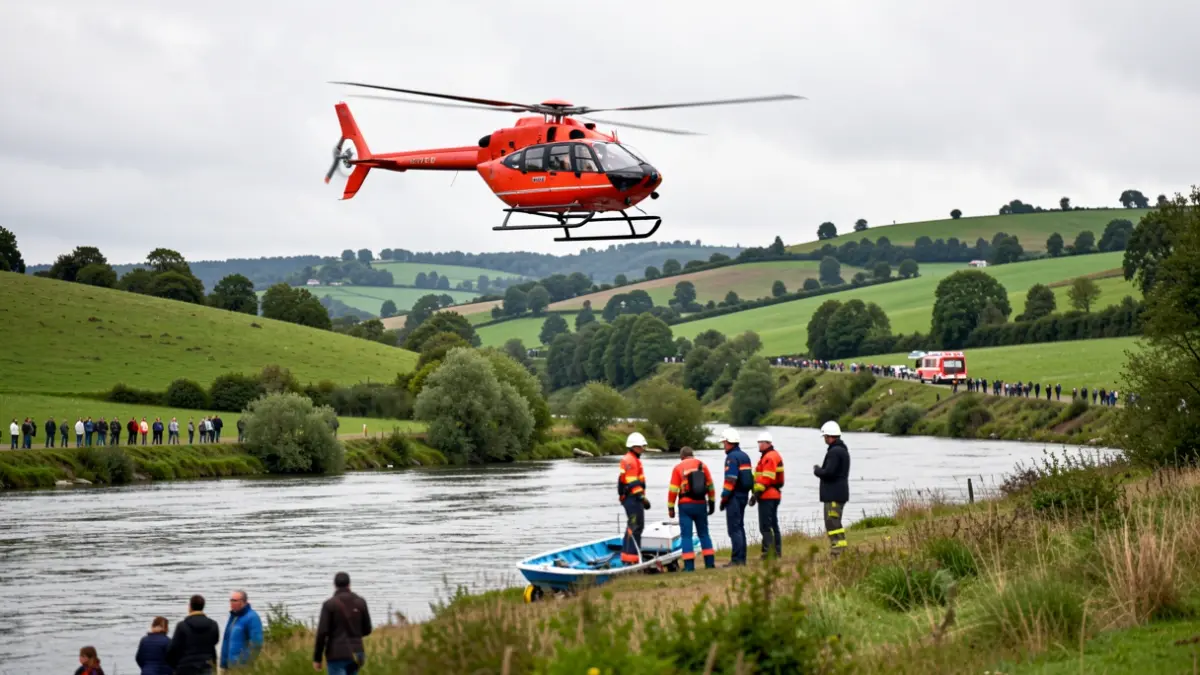 Imagen genérica de un helicóptero de rescate sobre un río.