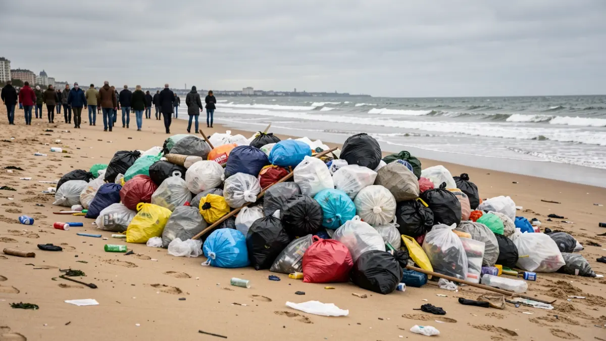 Imagen genérica de una playa con residuos después de un evento.