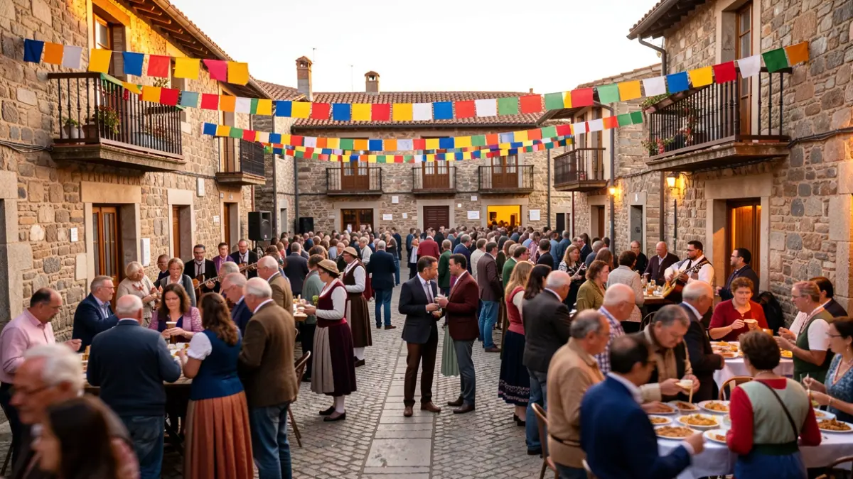 Imaxe xenérica dunha praza de festa en Seixalbo con xente e música.