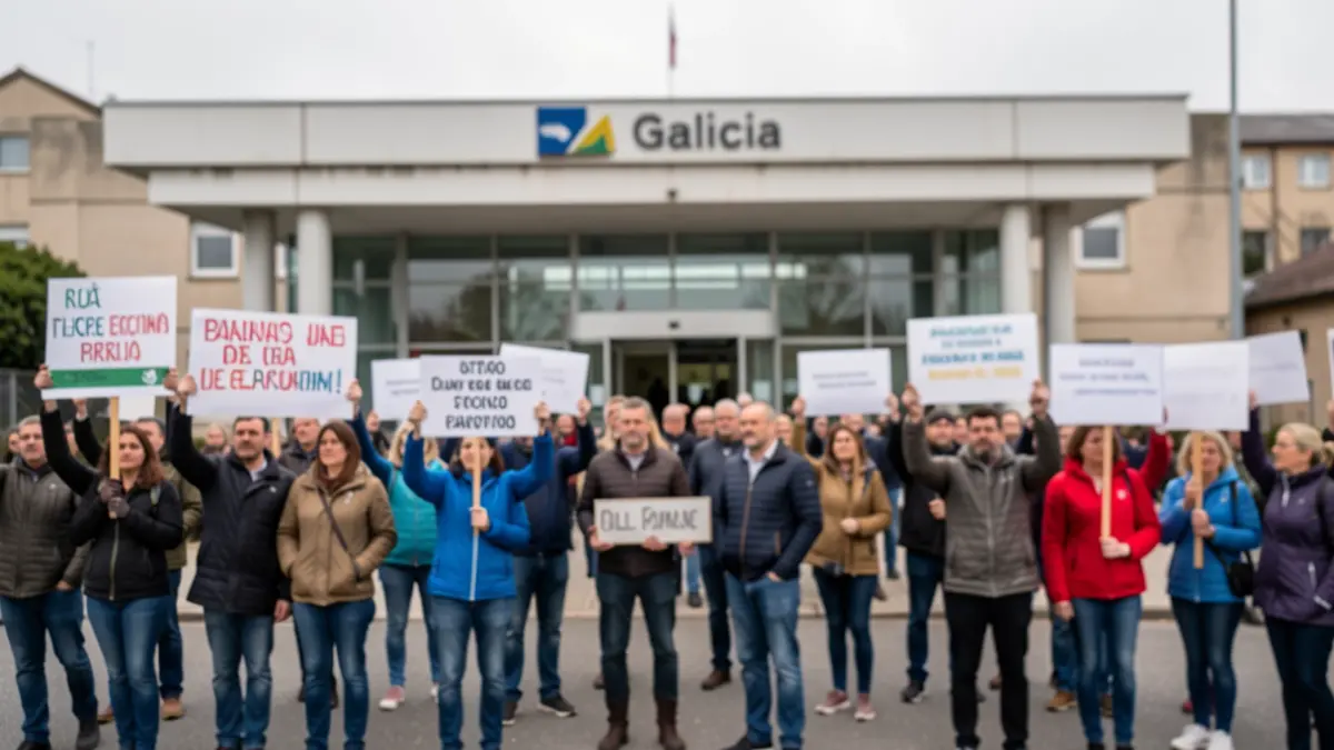 Imaxe xenérica de protesta sanitaria diante dun hospital galego.