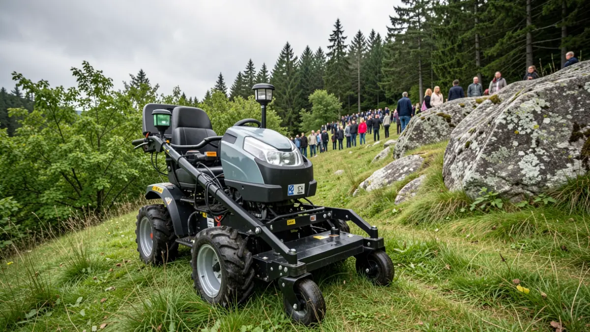 Imaxe dun robot segador forestal en Galicia.
