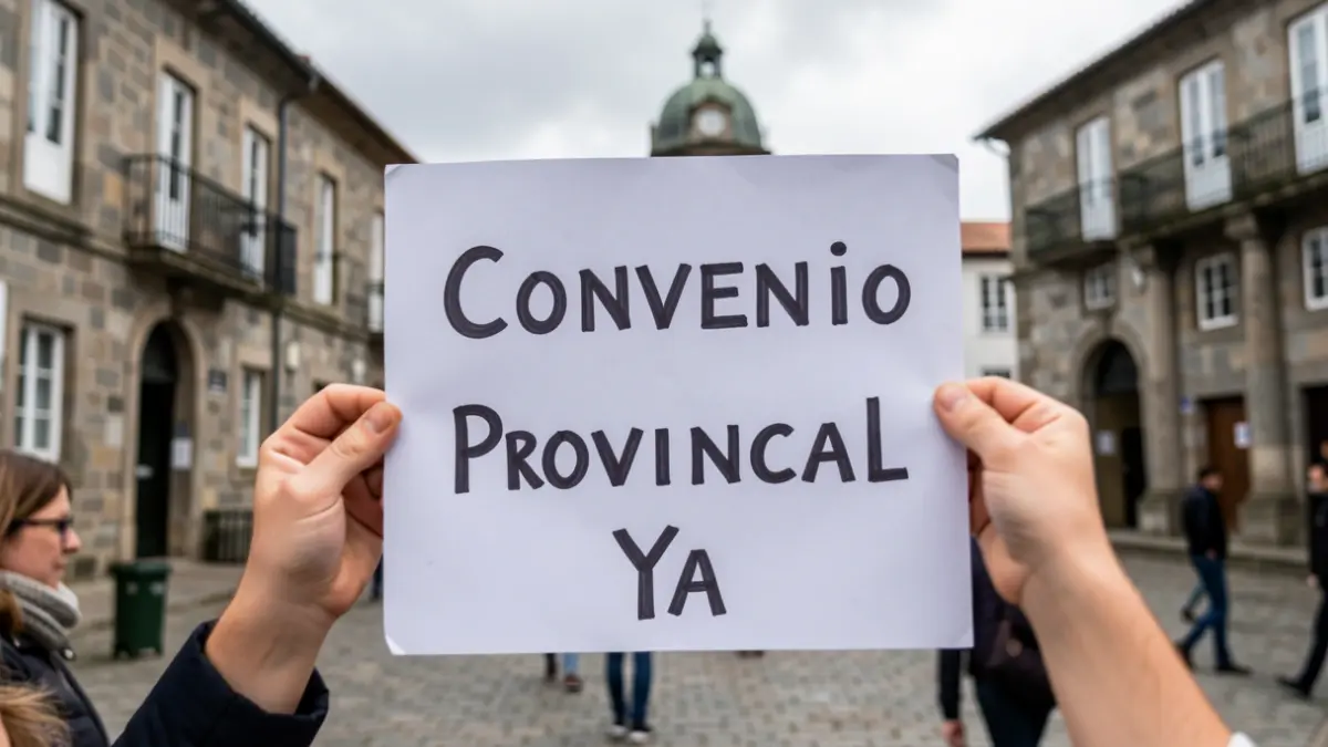 Imaxe dun cartel de protesta cun texto xenérico sobre o convenio provincial.