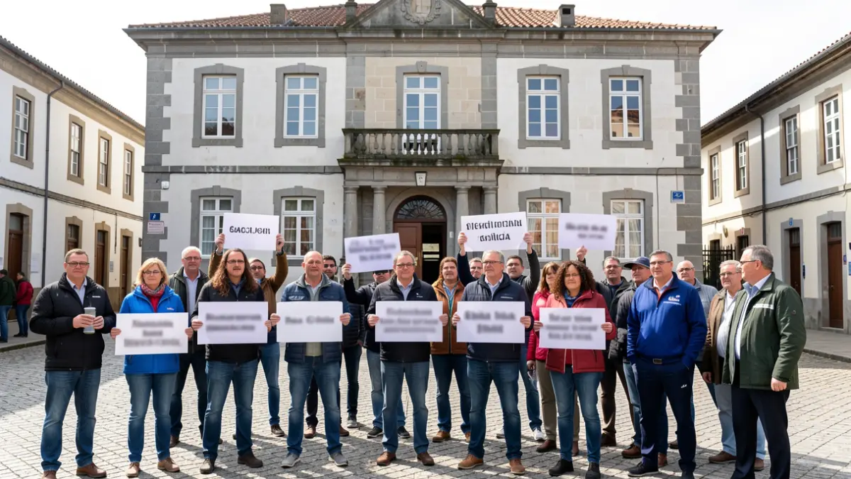 Imagen genérica de manifestación delante de un ayuntamiento gallego.