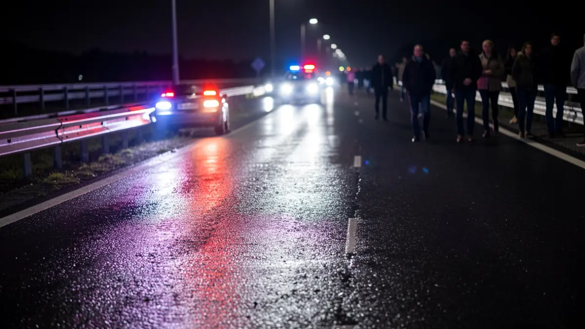 Imagen genérica de luces de emergencia en una carretera por la noche.