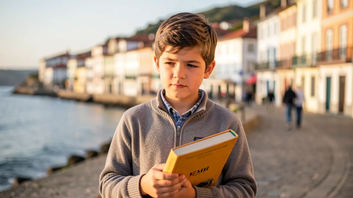 Imagen de un joven con un libro, representando la conexión entre Galicia y Estados Unidos.