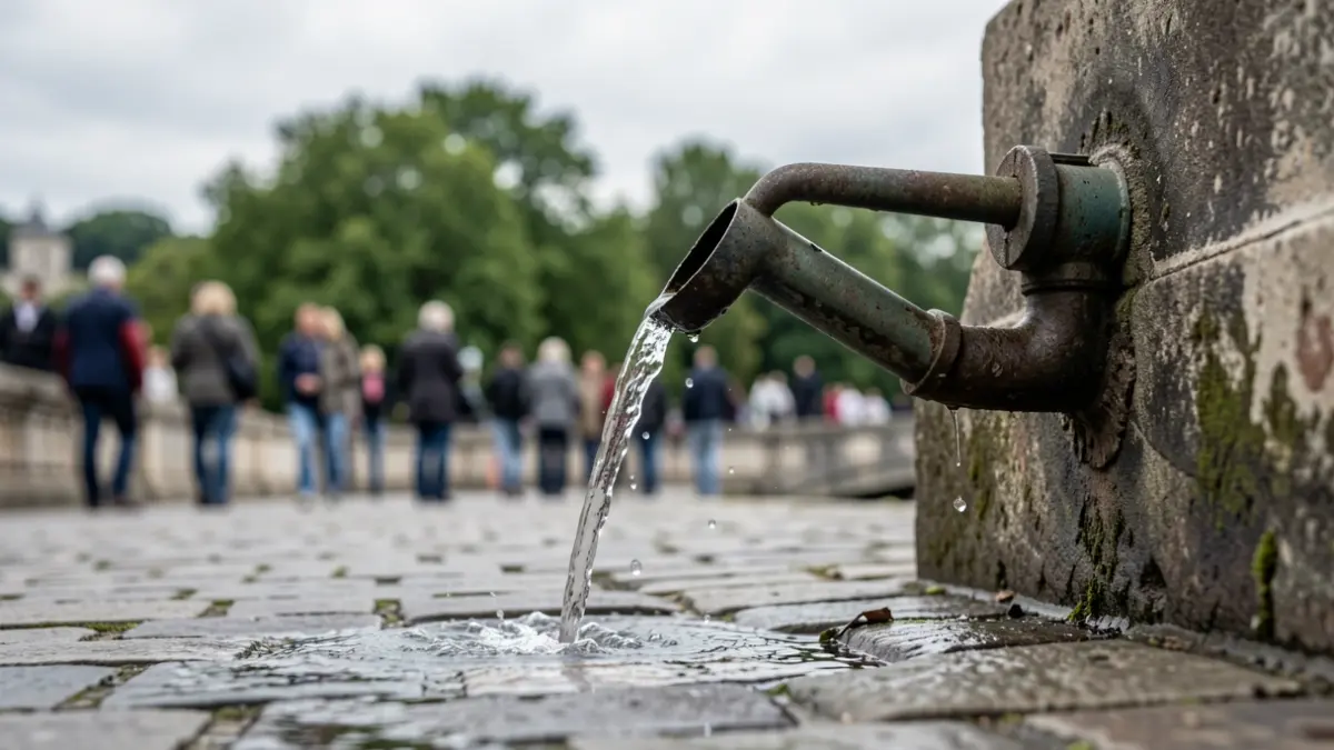 Imagen de una fuga de agua en un paseo de Ourense.