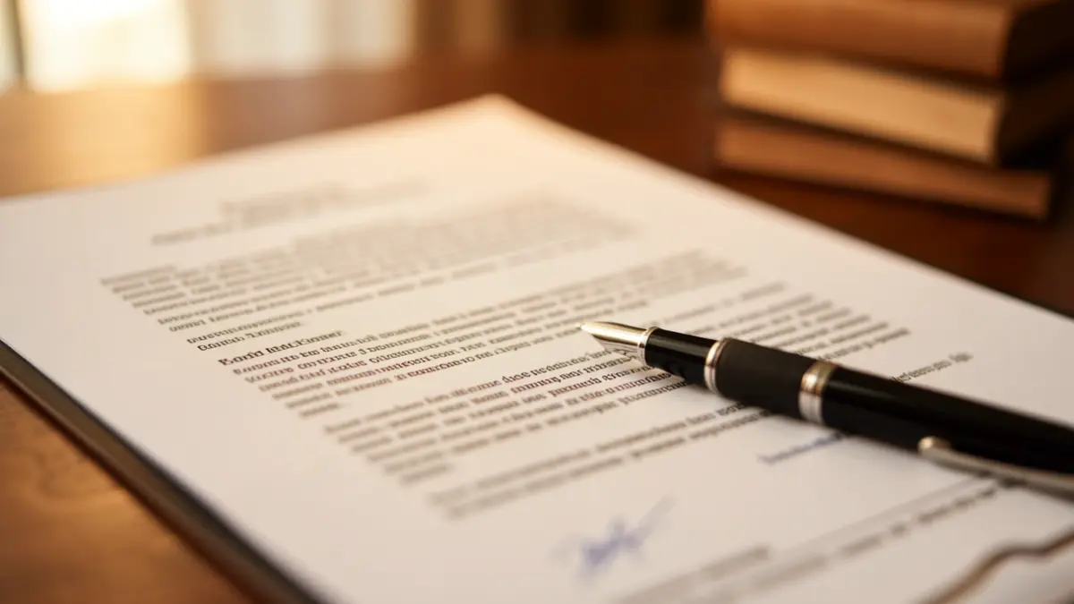 Imaxe xenérica dun contrato e un bolígrafo.