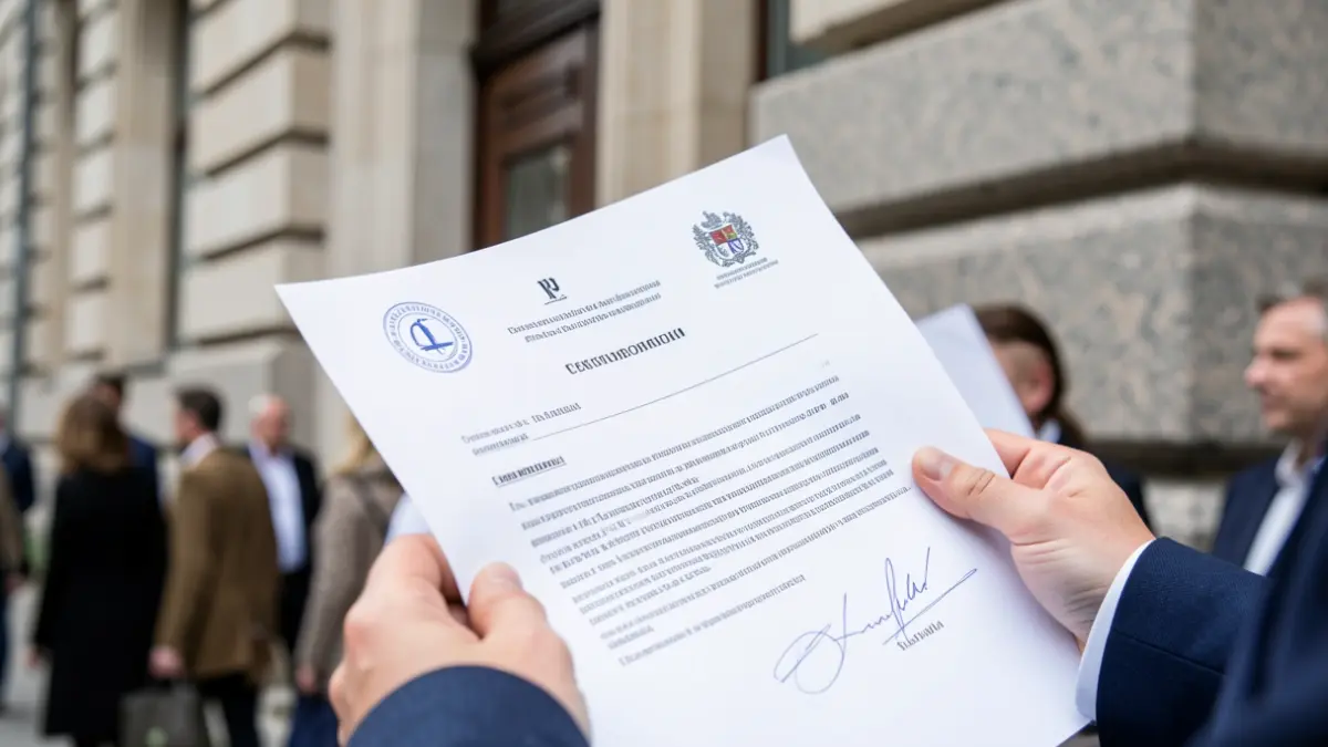 Primera imagen de un documento oficial con un sello, representando un contrato público.