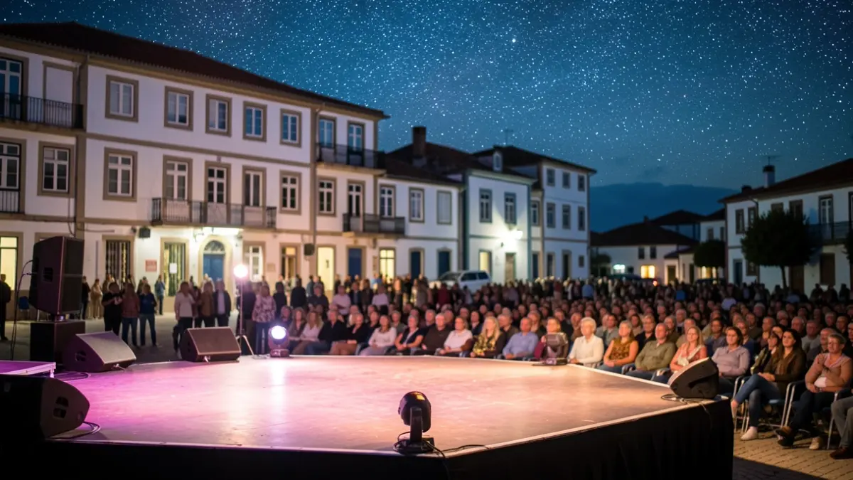 Imagen genérica de un escenario exterior en el Centro Social do Mar de Bueu por la noche.