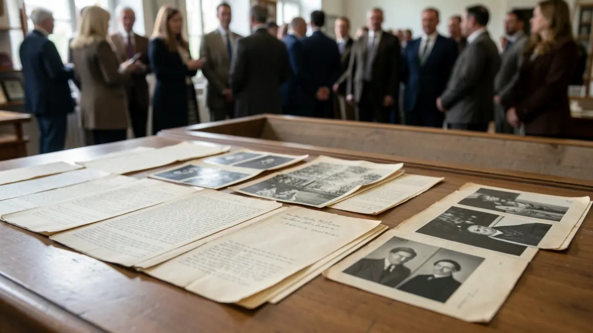 Primer plano de documentos antiguos y negativos fotográficos digitalizados.